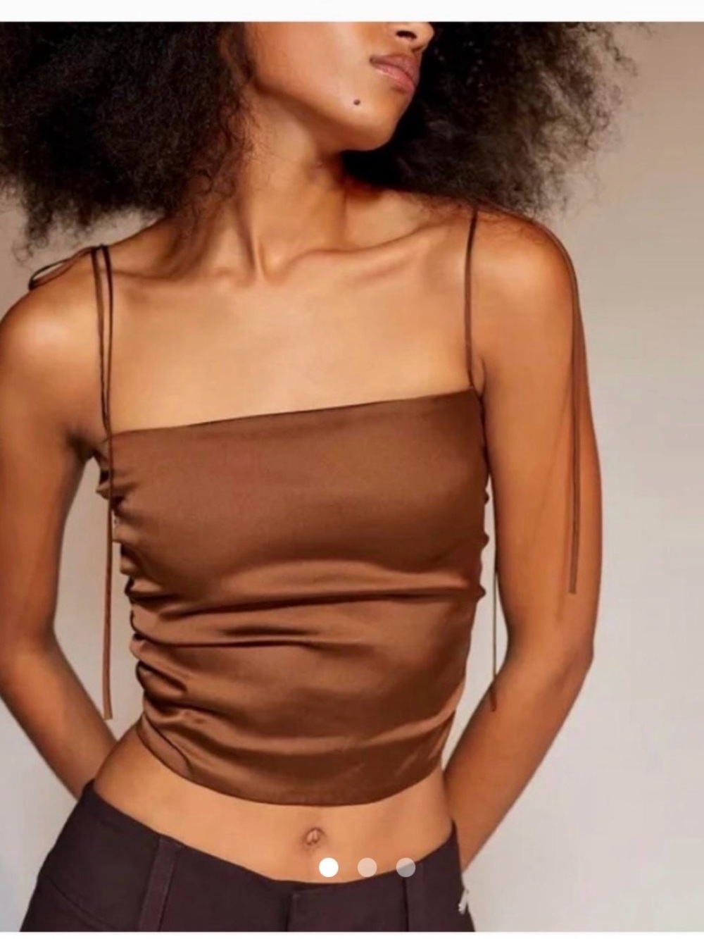 Urban Outfitters Brown Satin Tie-Strap Cami